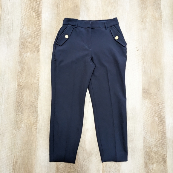 Express Navy Blue Crop High Rise Dress Pants - Picture 2 of 12